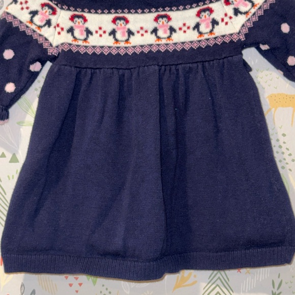 Blueberi Boulevard Penguin Knit Sweater Dress Ruffle Chest and Sleeve 3-6 Months - Picture 12 of 12
